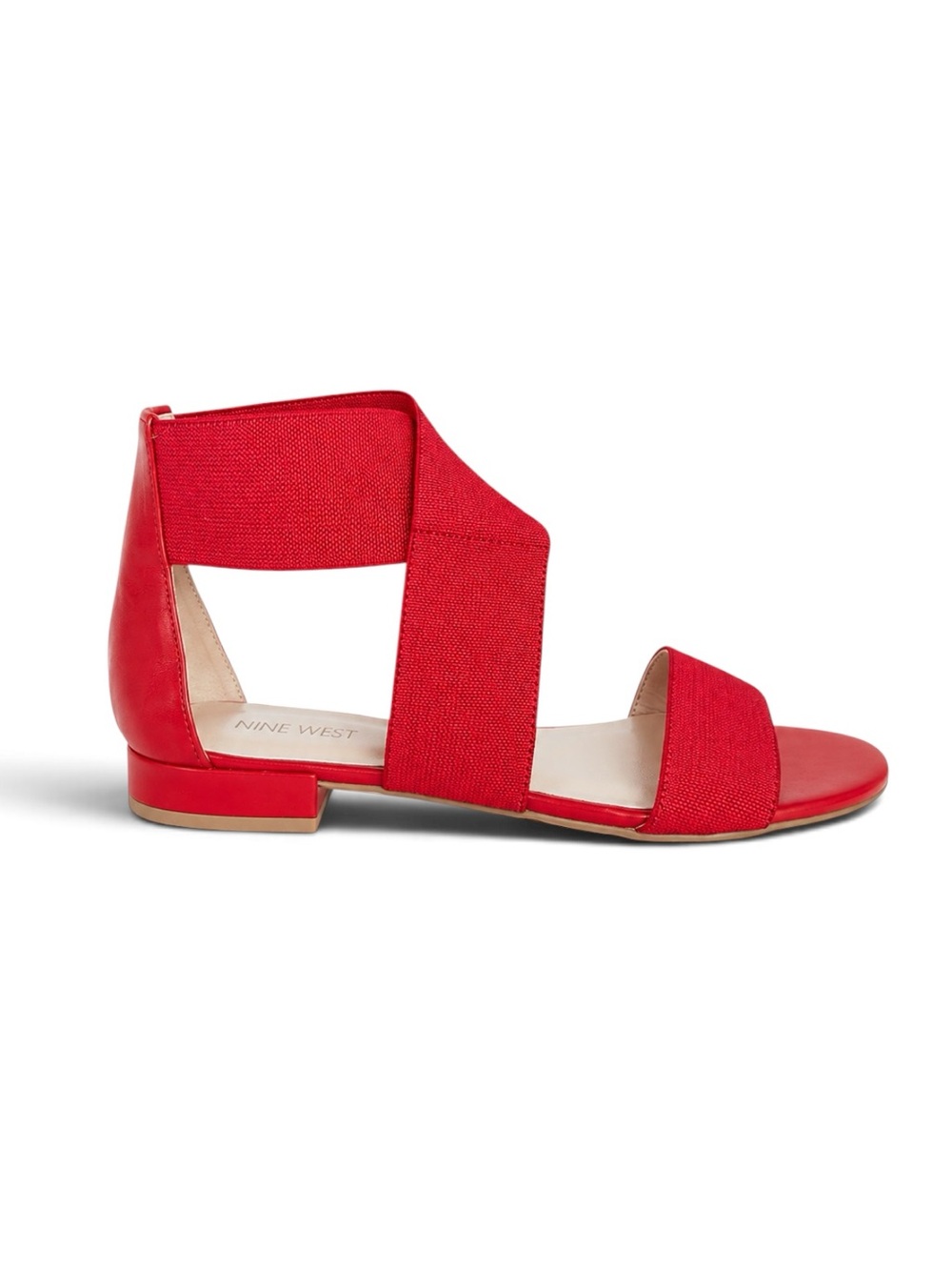 Nine West Whataday Red Elastic Strappy Flat Sandals Size 8
